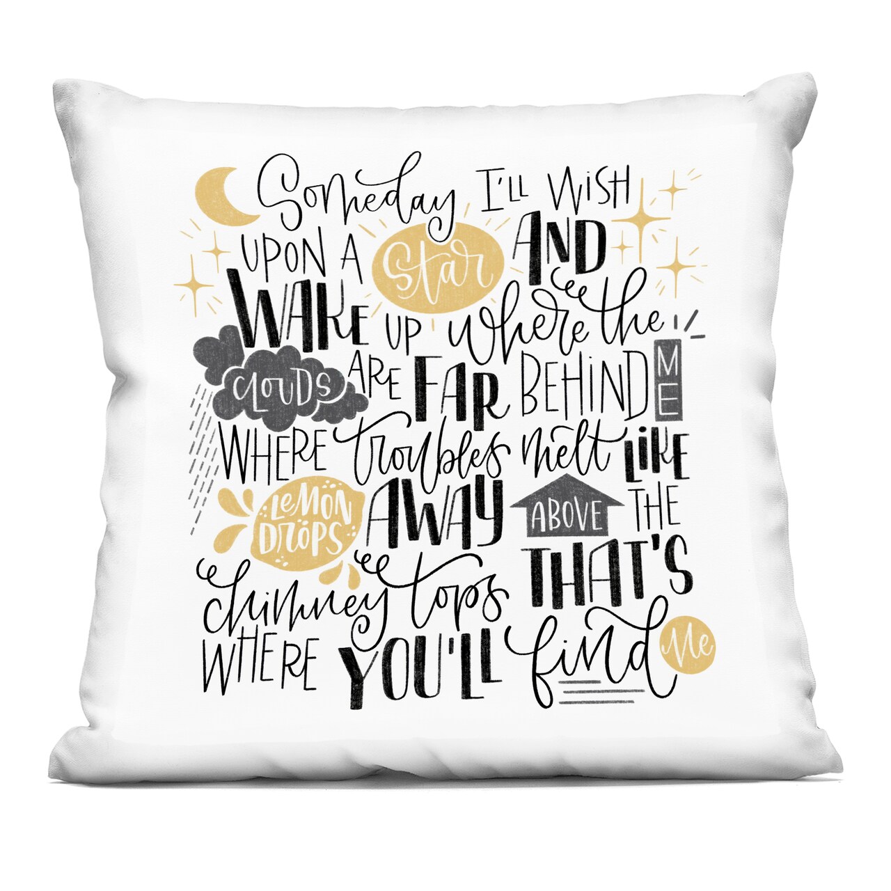 Stupell Industries Over The Rainbow Poem Decorative Printed Pillow design by Sarah Hickman, 18 x 7 x 18